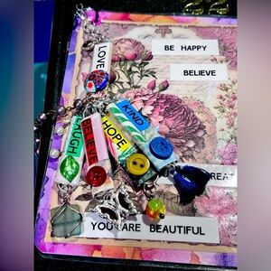 Colorful Inspirational book journal bookmark with Charms made with paper clips